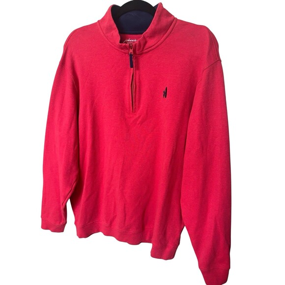 Johnnie O Sweater West Coast Prep Pima Cotton Mens XL Red 1/4 Zip Sweater - Picture 2 of 5